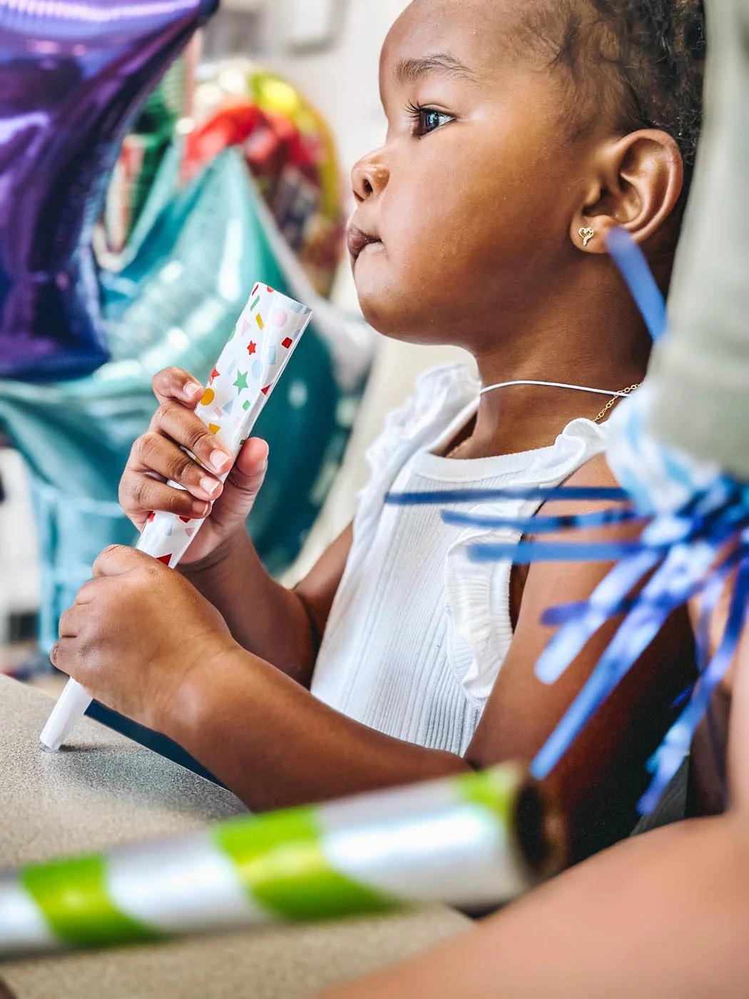 Little girl at a Romp n' Roll birthday party, contact us today for family memberships.